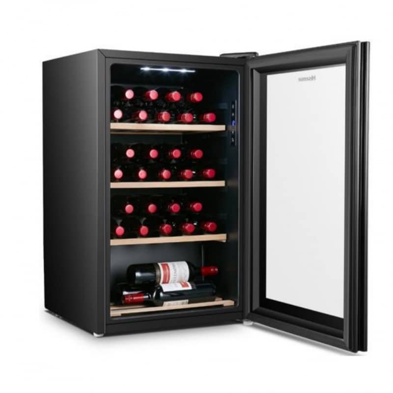  iio 30 Bottle Retro Small Wine Cooler Refrigerator, UV  Resistant Glass Door, Cabinet RV Office Bar Beverage Cellar, Mini Fridge  for Bedroom, Quiet Compressor, Freestanding, Slide-out Shelves (Red) : Home  